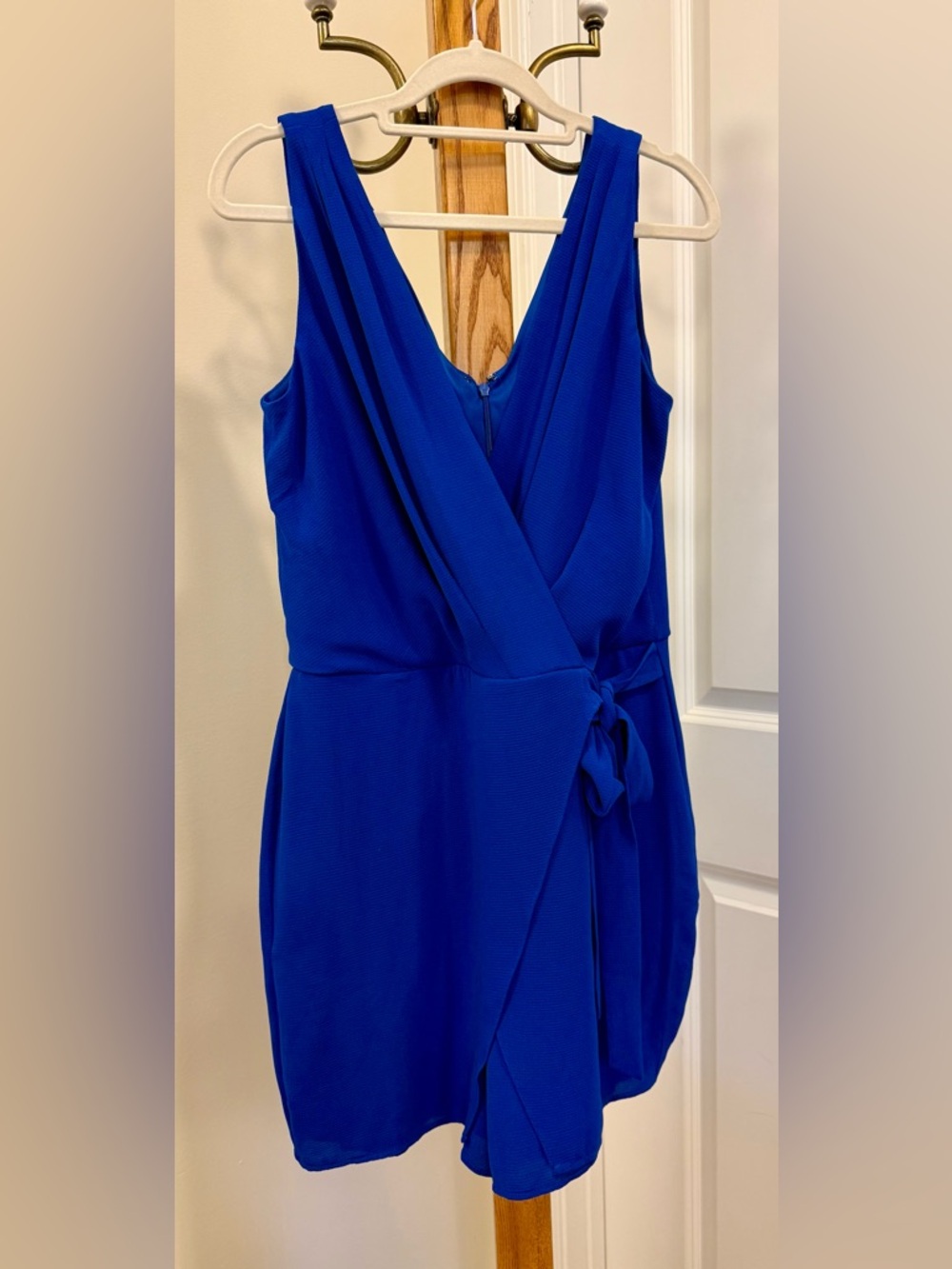 London Style Royal Blue Sleeveless Wrap Dress